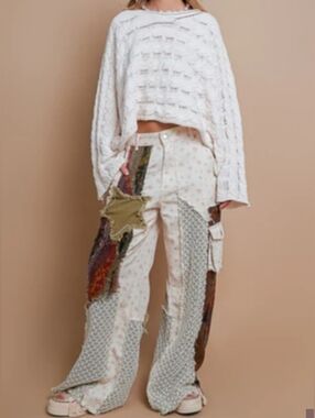 POL Cable Knit Cropped Sweater